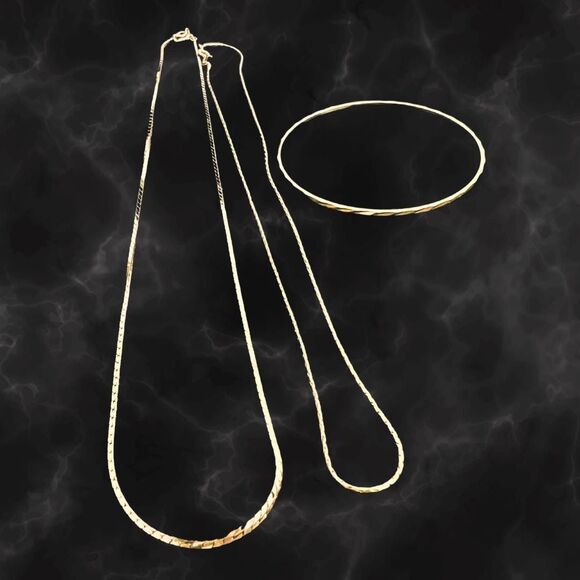 80s Goldtone Classic Style Chain Necklaces & Sparkling Bangle - Avon - NIB - Picture 3 of 5